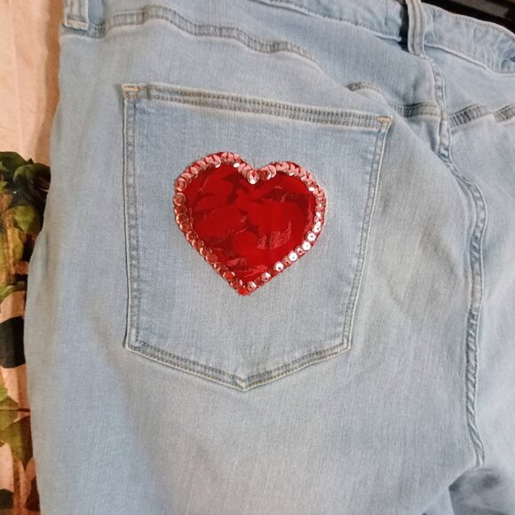 VGUC: Universal Thread Sze 26W Light Wash High Rise Skinny Jeans Custom Sequin - Picture 6 of 6